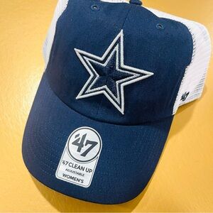 '47 Clean Up NFL Dallas Cowboys Women’s SnapBack Trucker White Blue Cap Hat NEW